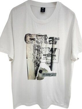 G-Star RAW Men's HQ Print Graphic T-Shirt 2XL White